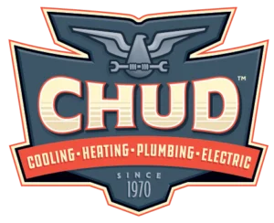 Logo for CHUD featuring an eagle and wrench graphic, with the tagline “Cooling • Heating • Plumbing • Electric” and “Since 1970” at the bottom.